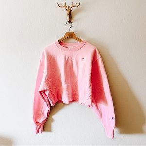 Champion Pink Cropped Crewneck Sweatshirt